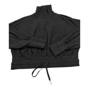Sweaty Betty Women's Black‎ Cropped Turtleneck Pullover Top US 8 Drawstring Hem